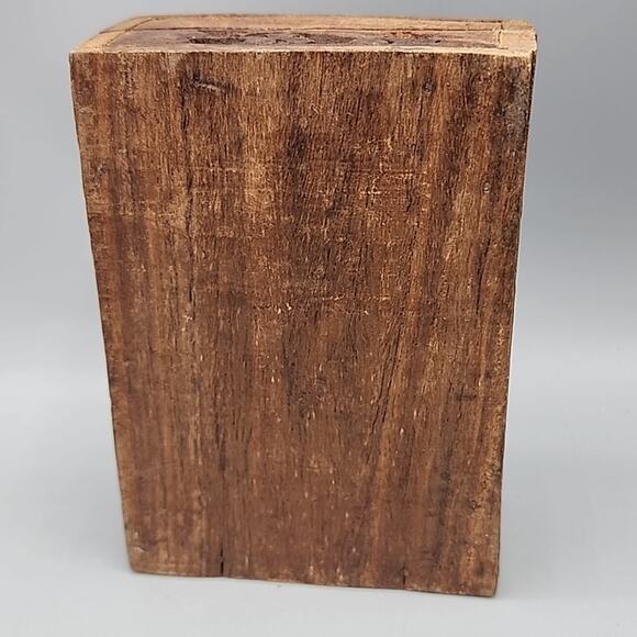 Vintage Hinged Lid Wooden Trinket Jewelry Box Ornate Floral Inlay on Top - Picture 2 of 15